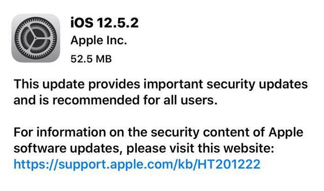 上城苹果手机维修分享iOS12.5.2发布，建议所有老苹果用户安装 